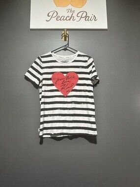 Karl Lagerfeld Paris Stripe Tee From Paris Love Karl Heart Graphic Women’s S
